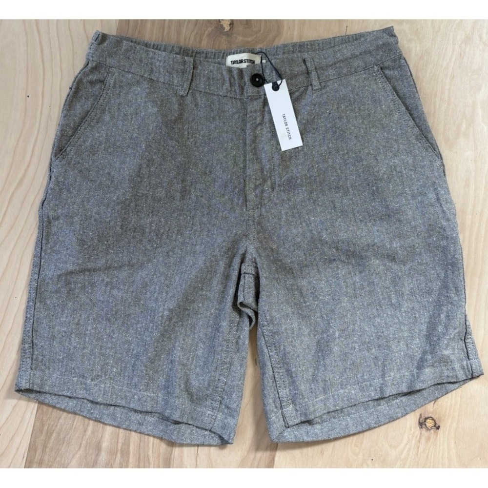 Taylor Stitch The Easy Short In Charcoal Herringbone Linen Blend NWT Mens 32
